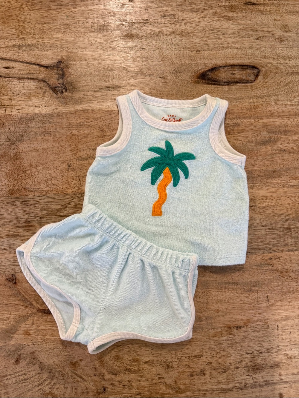Cat & Jack |  0–3 Months Baby | Terry Cloth Palm Tree 2-Piece Outfit Set
